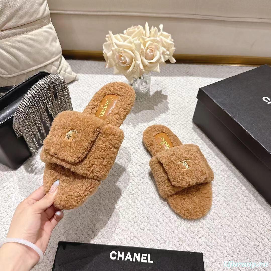 Chanel 2025/SS Slingback Lock Buckle Butterfly Fur Slippers - LY00250