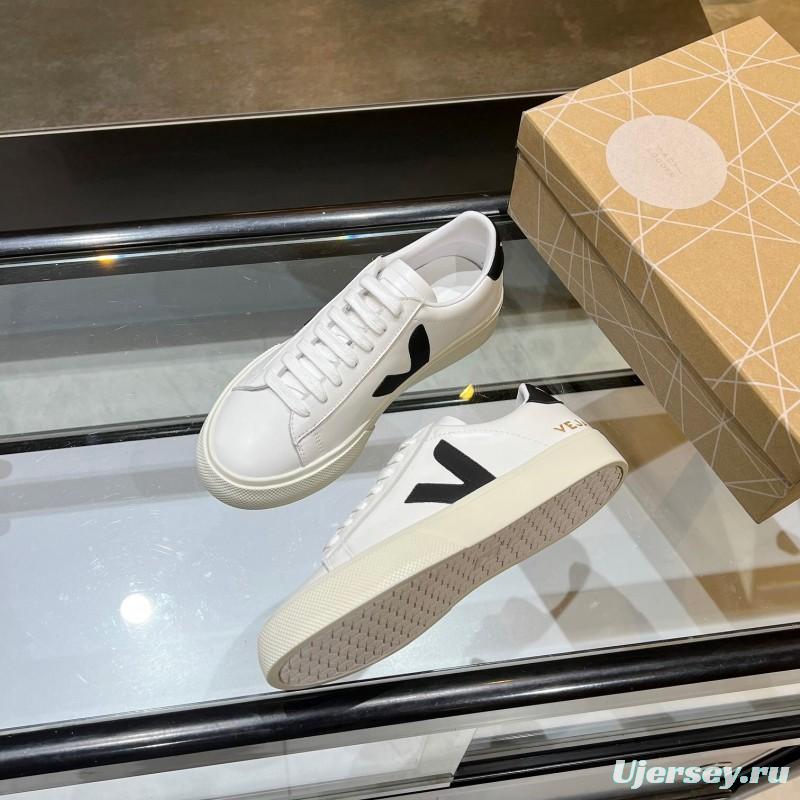 VEJA Classic White Sneakers V Logo Lace-Up Retro Flat Platform Casual Sports Shoes - LY00220/LY00230