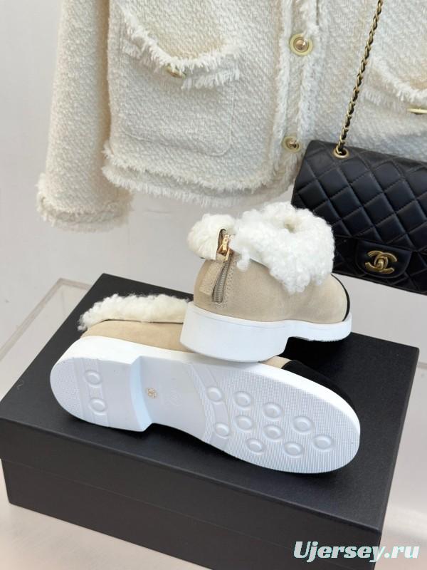 Chanel 2025/SS Double C Color-Block Shearling Snow Boots - KFY00270