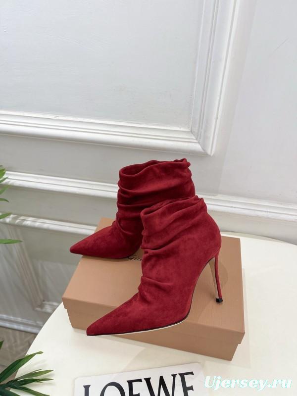 Gianvito Rossi Fall/Winter 2025 GR Pointed Toe Retro Pleated High Heel Ankle Boots - KFY00340