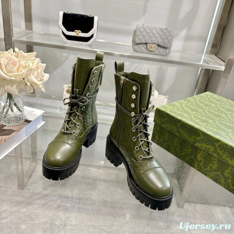 Gucci GG Lace-Up Ankle Boots in Calfskin - LY00380