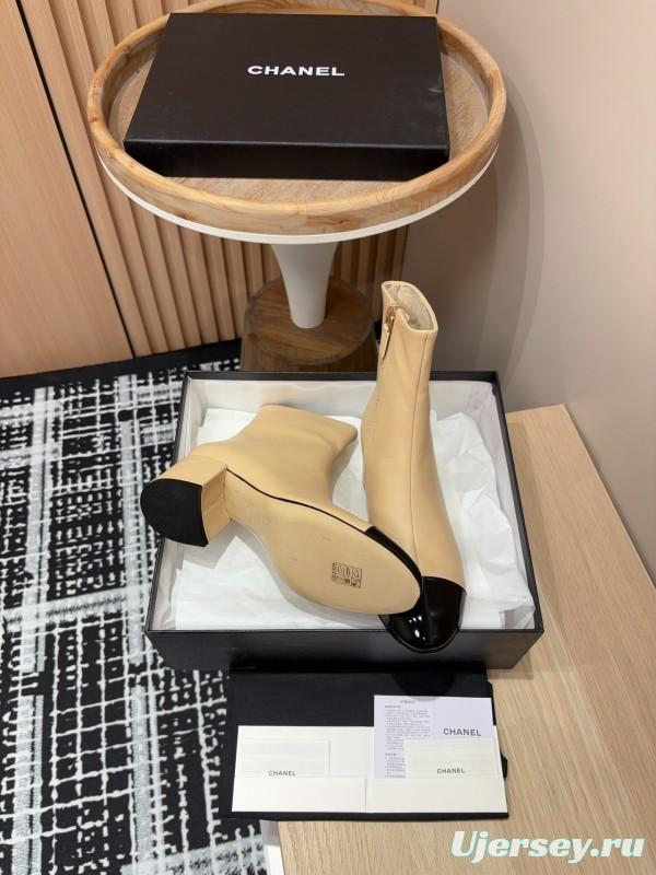 Chanel 2025/SS Quilted Patent Leather Block Heel Elastic Ankle Boots - LY00350