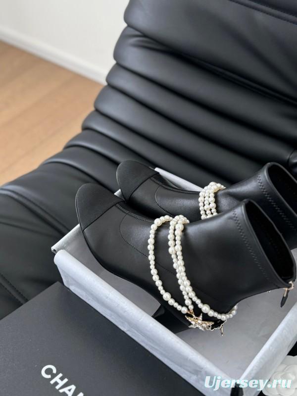 Chanel Pearl Collection Mary Jane Short Boots - LY00360