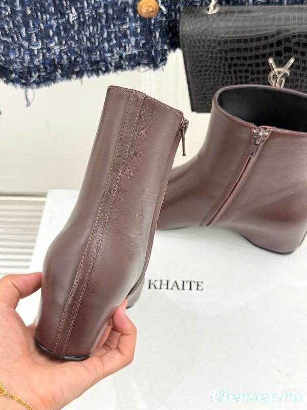 Khaite Retro Pointed Toe Ankle Boots with Height Increase - KFY00390