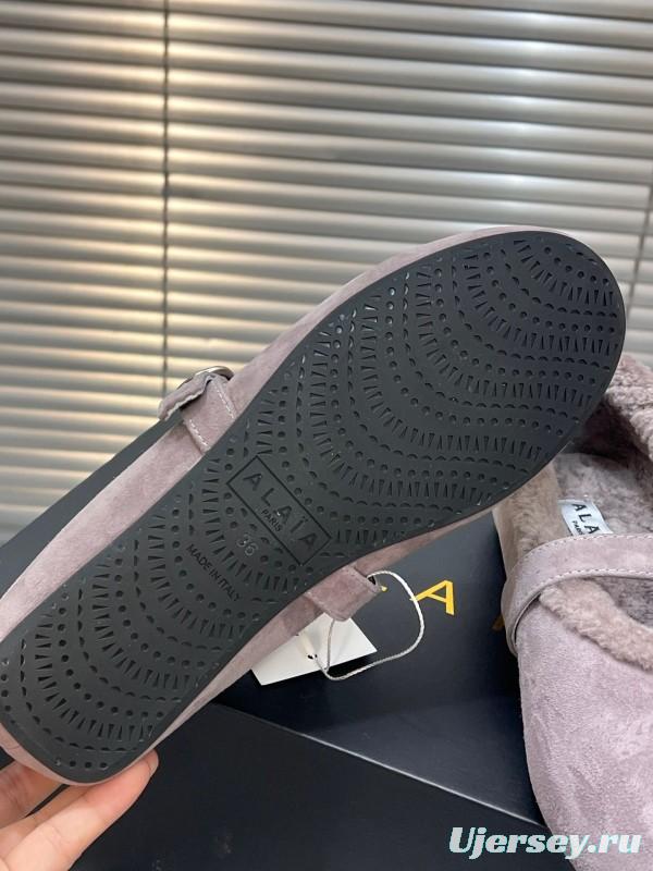 Alaia Fall/Winter 2025 Wool Mary Jane Ballet Flats - KFY00310