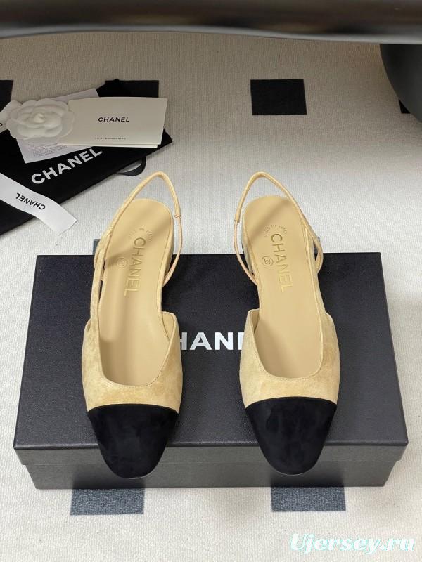 Chanel Sling-back Two-tone Suede Flats/Heels - KFY00280