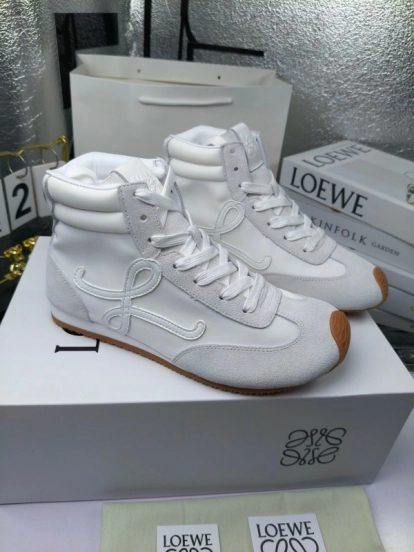 LOEWE High-Top German Training Sneakers Retro Fashion Casual White Shoes - LY00330
