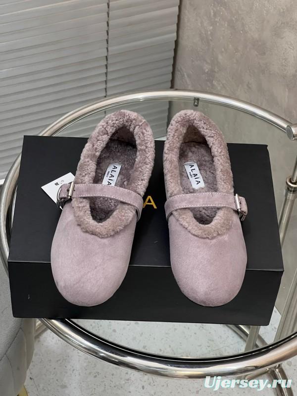 Alaia Fall/Winter 2025 Wool Mary Jane Ballet Flats - KFY00310
