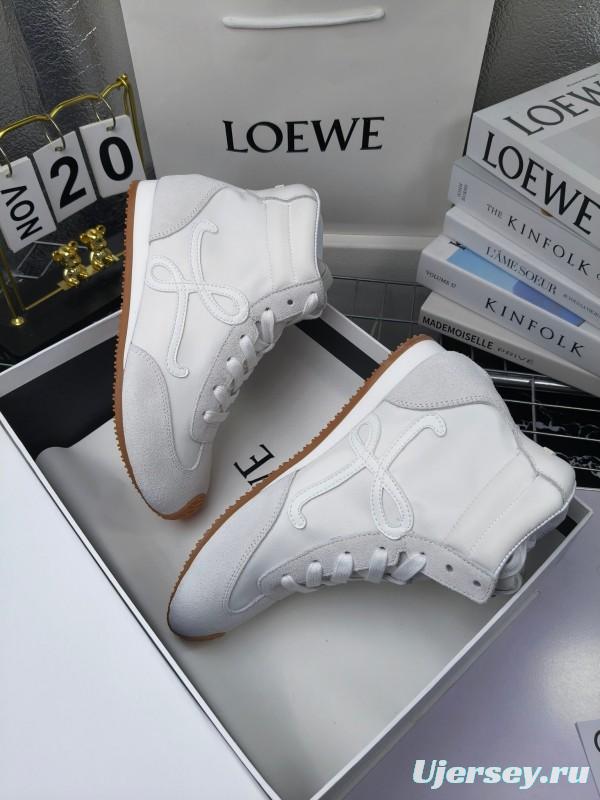 LOEWE High-Top German Training Sneakers Retro Fashion Casual White Shoes - LY00330