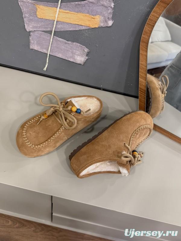 UGG 2025 Spring/Summer Collection Cozy Wool Slippers with Retro Buckle - KFY00240