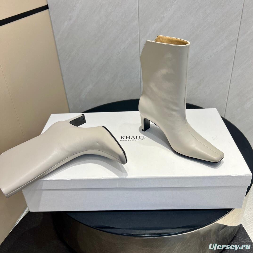 Khaite 2025 SS Fashion Square Toe Slip-On Ankle Boots - KFY00390