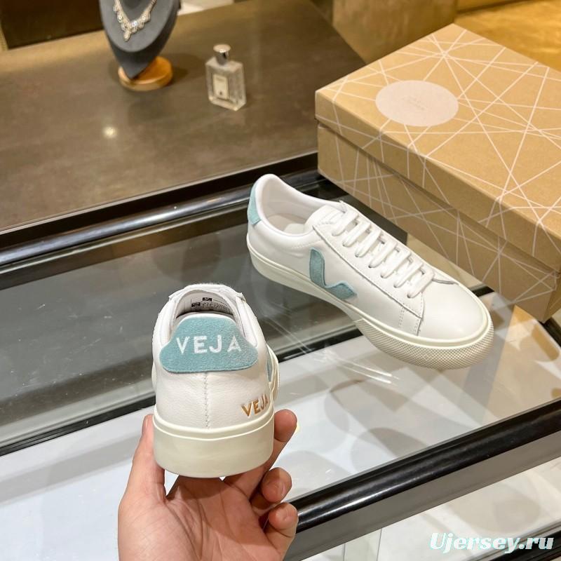 VEJA Classic White Sneakers V Logo Lace-Up Retro Flat Platform Casual Sports Shoes - LY00220