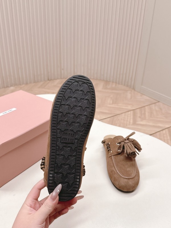 Miu Miu Fall/Winter 2025 Tassel Loafer Mule with Beaded Accents - LY00320