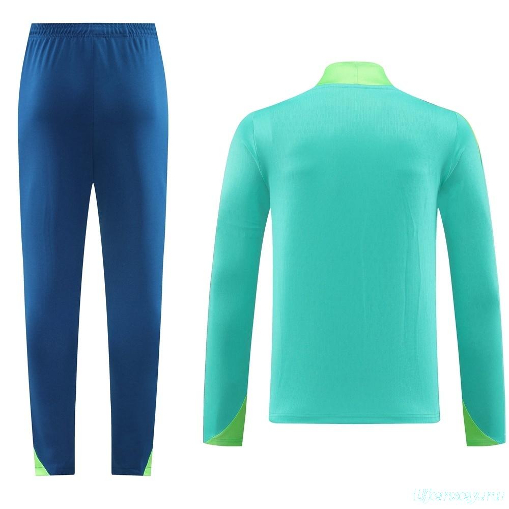 2025 Brazil Lake Green Half Zipper Jacket+Long Pants