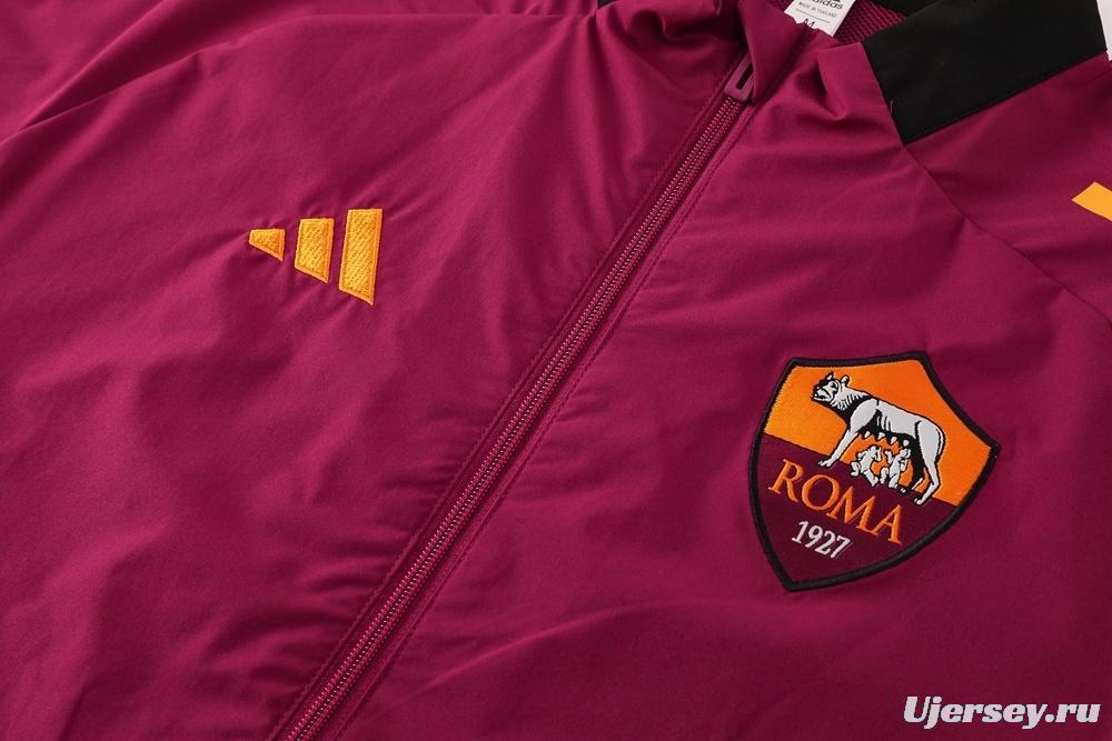 25/26 AS Roma Maroon S-3XL Half Zipper Jacket+Long Pants