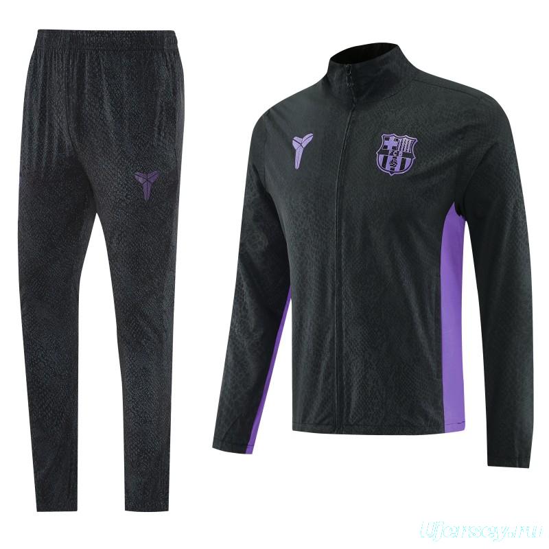 25/26 Barcelona Black S-3XL Half Zipper Jacket+Long Pants
