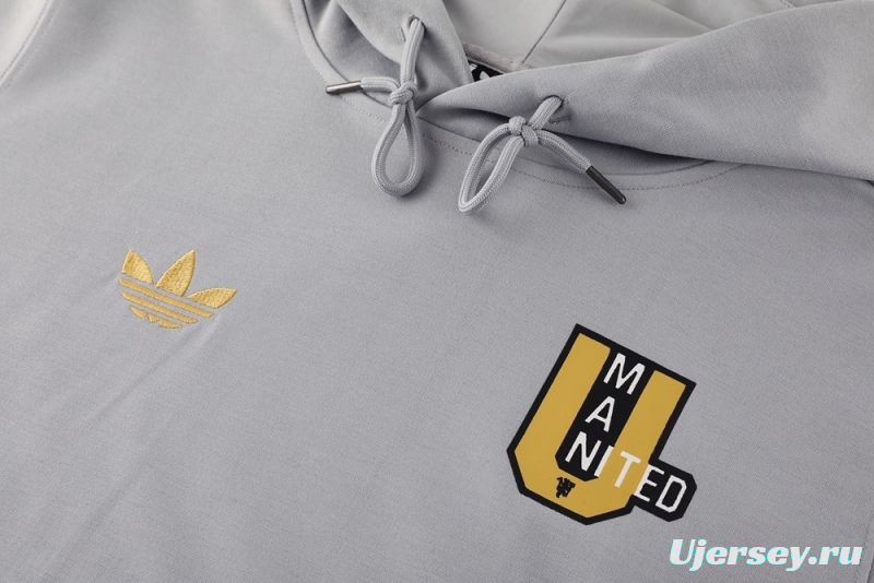 25/26 Manchester United Gray Half Zipper Jacket+Long Pants S-2XL