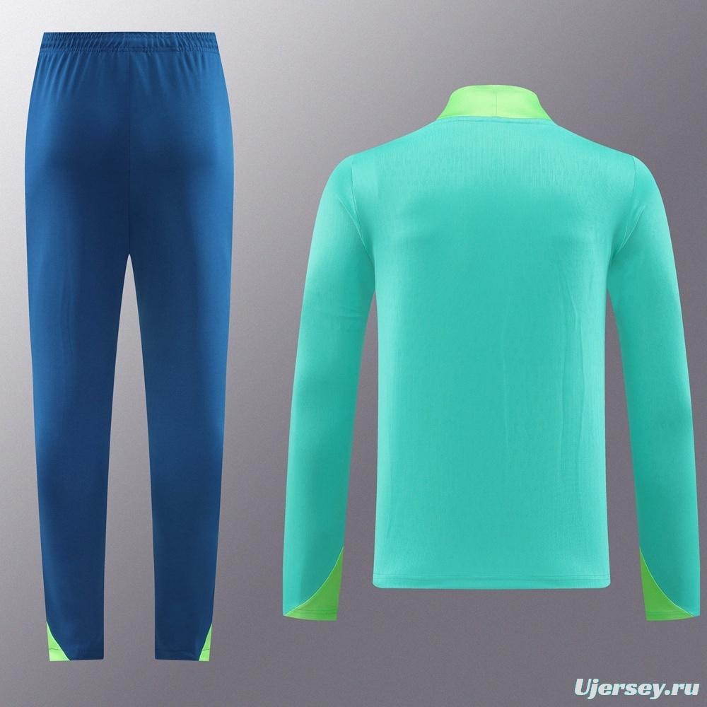 2025 Brazil Lake Green Half Zipper Jacket+Long Pants