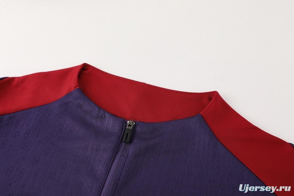 2025 England Purple Half Zipper Jacket+Long Pants