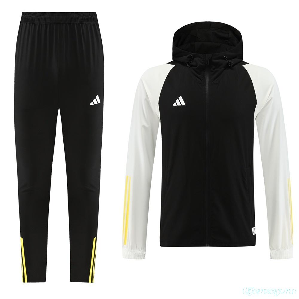 2025 Adidas Black White Half Zipper Jacket+Long Pants S-2XL