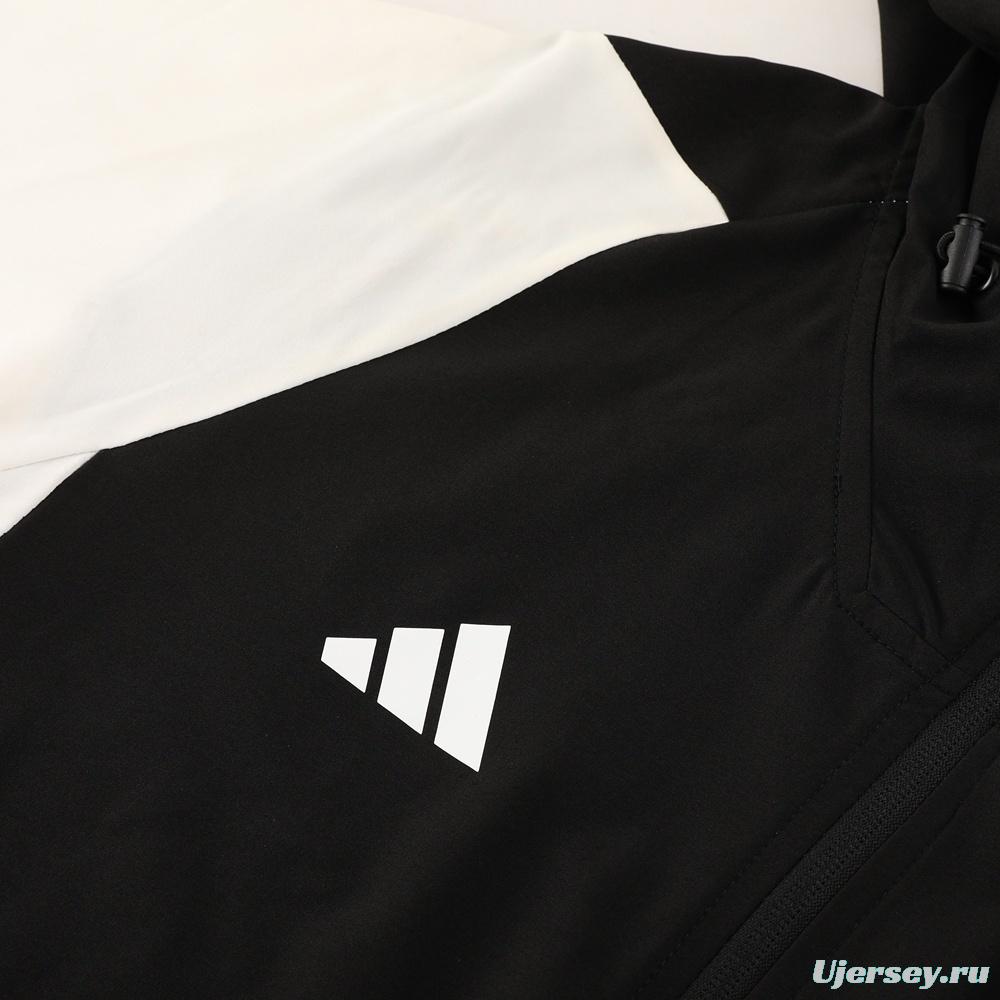2025 Adidas Black White Half Zipper Jacket+Long Pants S-2XL