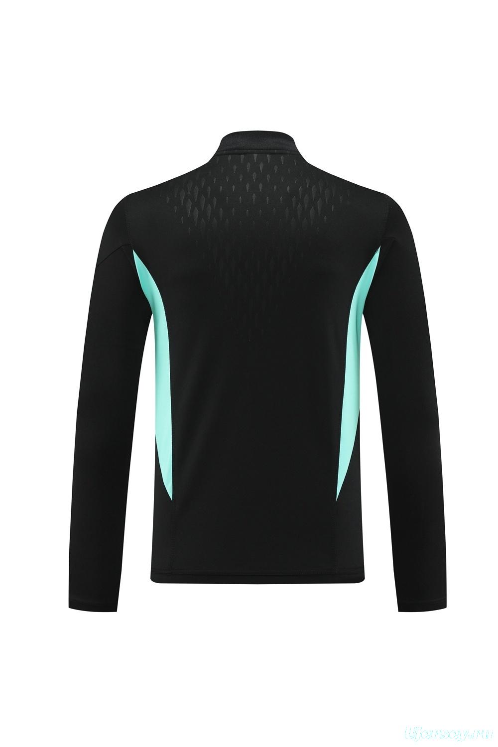 25/26 Manchester United Black Half Zipper Jacket+Long Pants