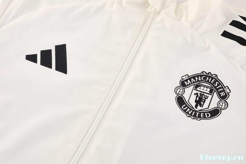 25/26 Manchester United White S-3XL Half Zipper Jacket+Long Pants