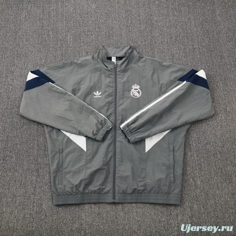 25/26 Real Madrid Grey S-3XL Half Zipper Jacket+Long Pants
