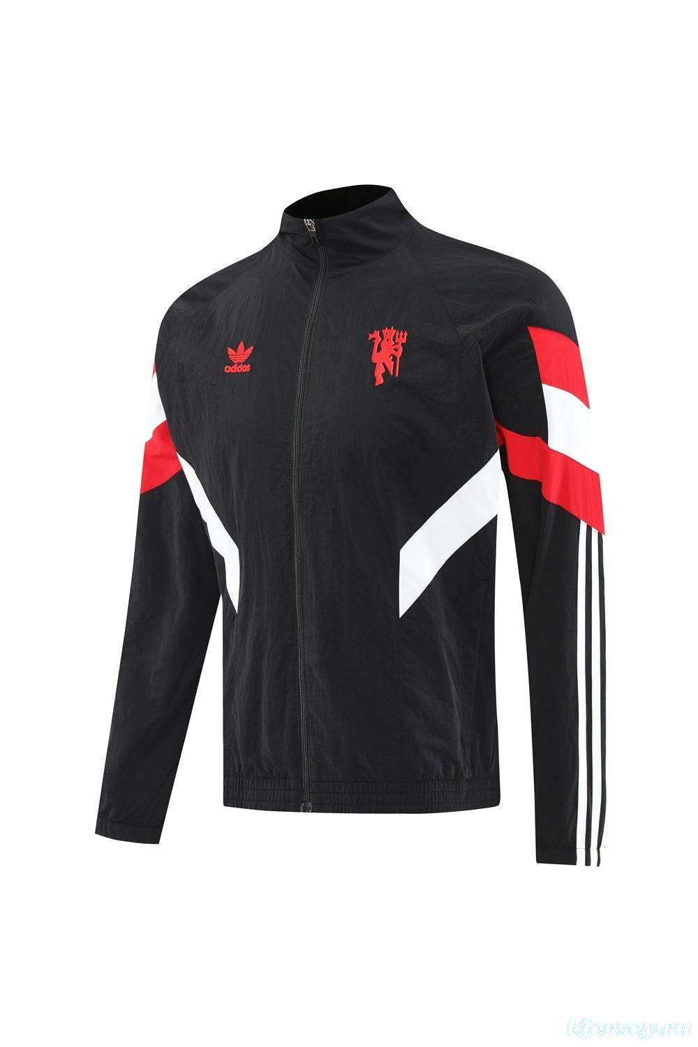 25/26 Manchester United Black Half Zipper Jacket+Long Pants S-3XL