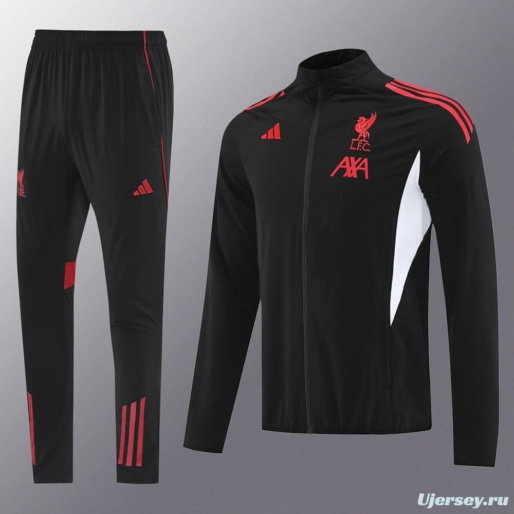 25/26 Liverpool Black S-2XL Half Zipper Jacket+Long Pants