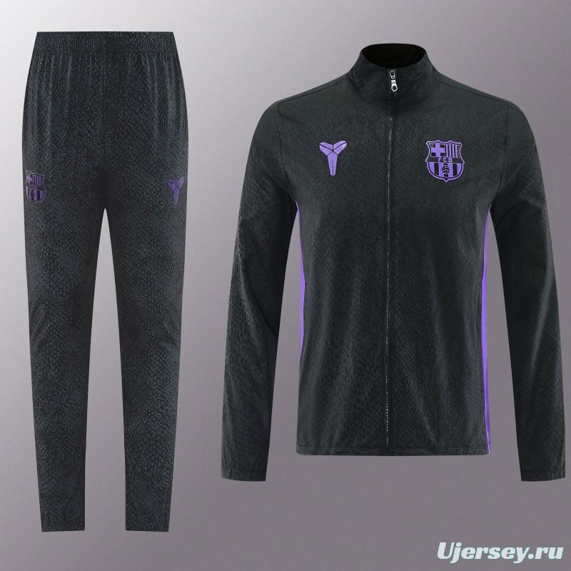 25/26 Barcelona Black S-3XL Half Zipper Jacket+Long Pants