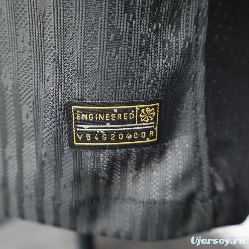 25/26 Player Version  Chelsea Away Dark Gray with Vertical Stripe Texture and Blue Piping Jersey