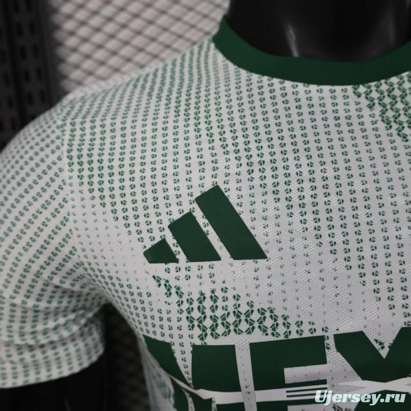 2025 Player Version  Mexico Away White with Halftone Dot Pattern World Cup Commemorative Jersey