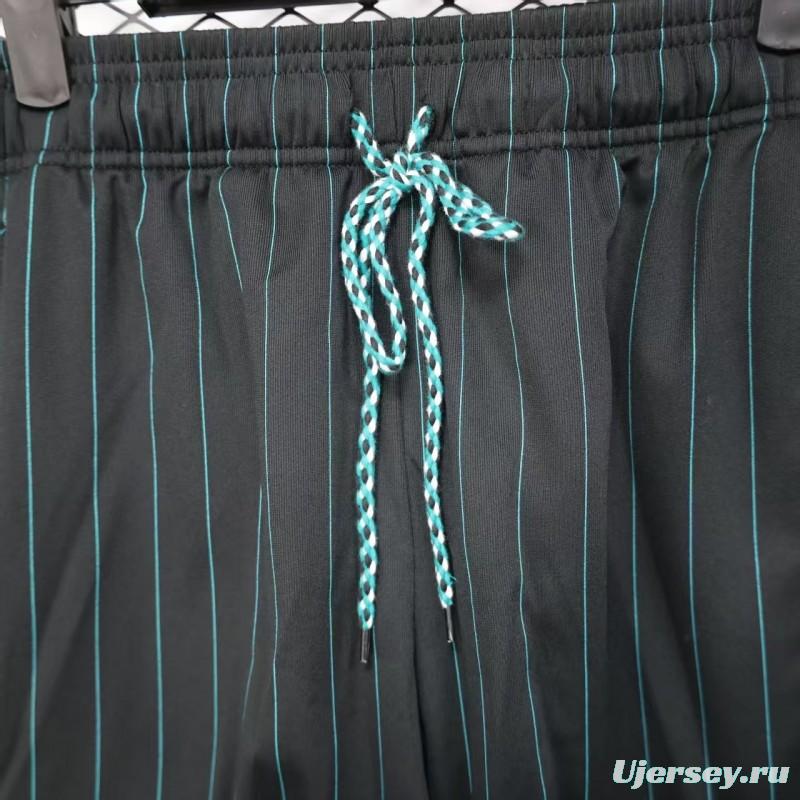 25/26 Liverpool Adidas Original Black with Teal Pinstripes Shorts