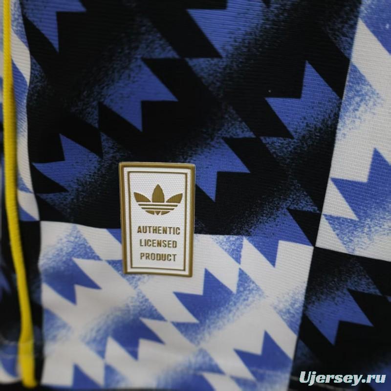 25/26 Player Version  Manchester United Blue and Black with Checkerboard Houndstooth Pattern Jersey