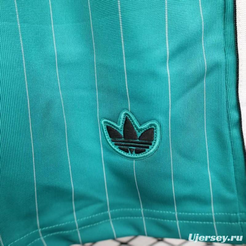 25/26 Liverpool Adidas Original Green with Teal Pinstripes Shorts