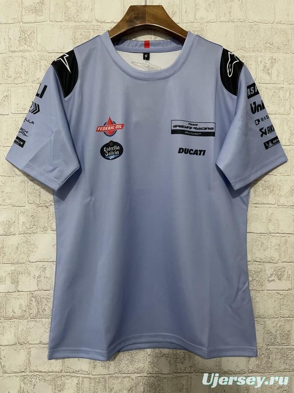 2025 F1 Gresini Racing Ducati Light Blue with Black Shoulder T-Shirt