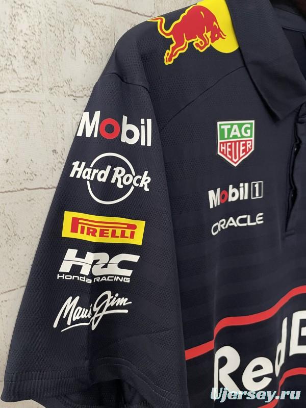 2026 F1 Oracle Red Bull Racing Navy with Red Stripes Polo Shirt
