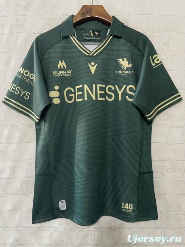 25/26 Connacht Green with Gold Geometric Pattern Home Jersey