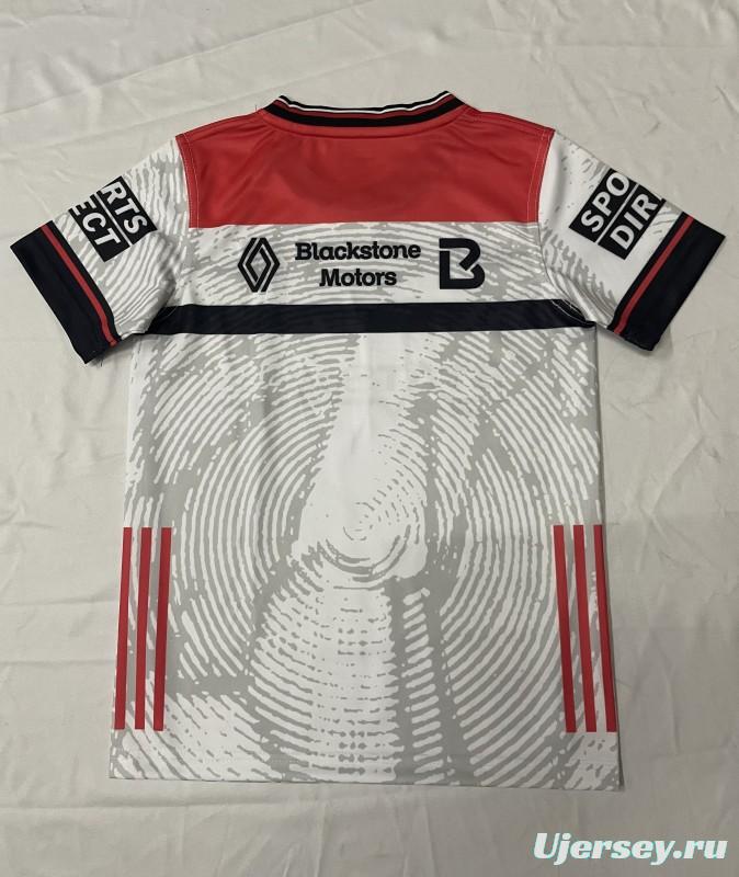 25/26 Kids Kildare GAA White with Red Shoulders and Circular Pattern Jersey