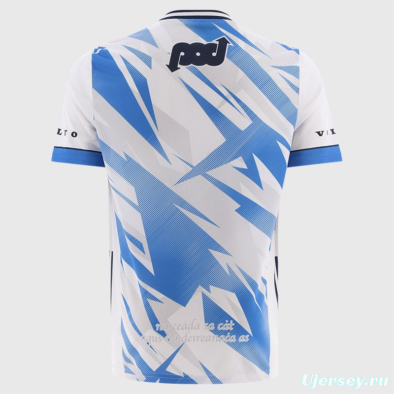 2026 Waterford GAA White with Blue Lightning Stripe Pattern Jersey
