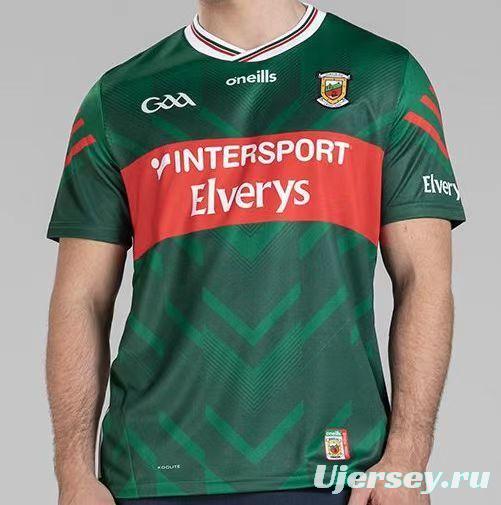 2026 Mayo GAA Green with Red Band and Chevron Pattern Jersey