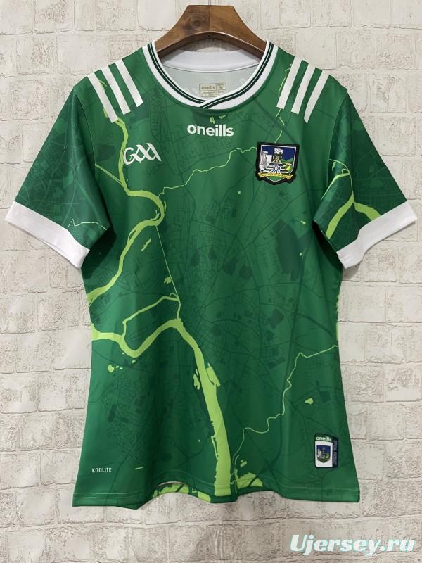 25/26 Limerick GAA Green with River Shannon Map Pattern Home Jersey