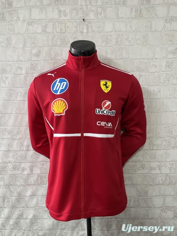 2025 F1 Scuderia Ferrari Red with White Stripe Team Jacket
