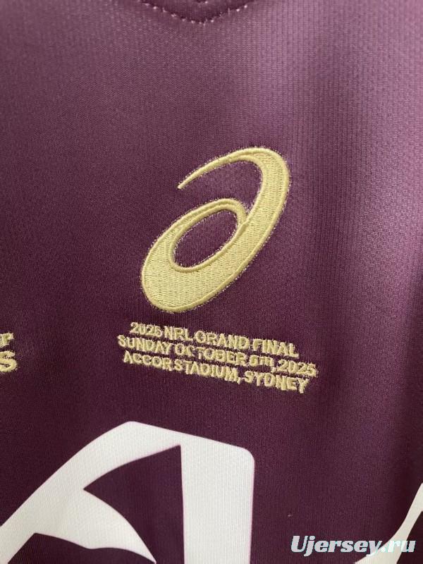 25/26 Brisbane Broncos  Maroon with Gold Stripes and 2025 Premiers Commemorative Champion Jersey