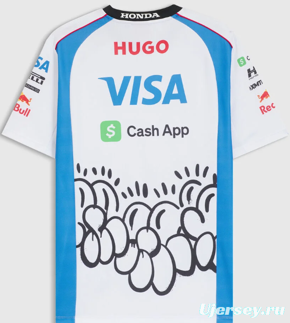 25/26 F1 Racing 92 White with Blue Artistic Cloud Pattern Jersey