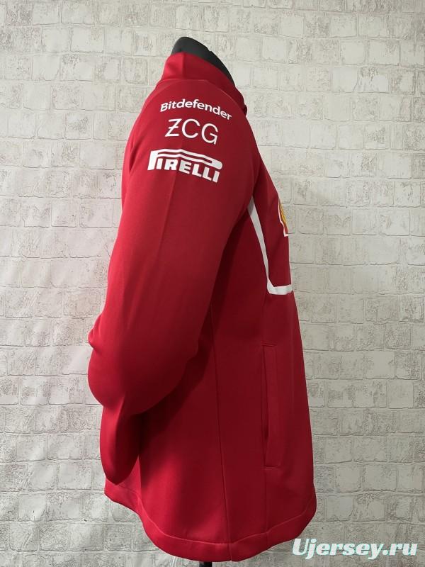 2025 F1 Scuderia Ferrari Red with White Stripe Team Jacket