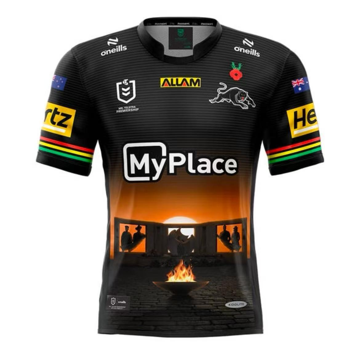 25/26 Penrith Panthers Black with ANZAC Commemoration Design Jersey