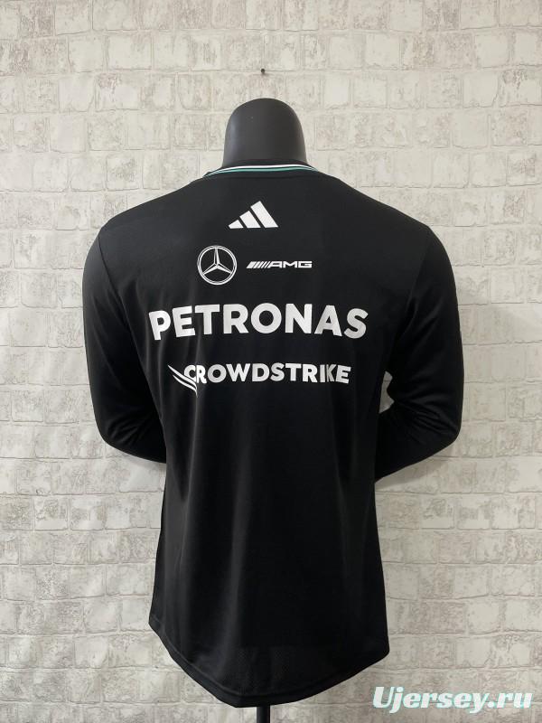 2026 F1 Mercedes-AMG Petronas F1 Team Black with Teal Trim Long Sleeve Shirt