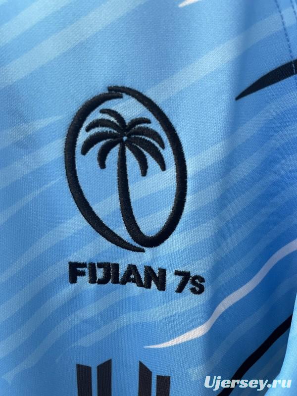 2025 Fiji 7s Sky Blue with Ocean Wave Pattern Jersey
